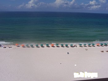 view of beach from balcony